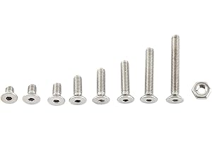 WALFRONT M2.5 Kit de 300pcs Assortiment Vis Boulon Douille Hexagonale Tête Fraisée Plate en Acier Inoxydable A2 avec Ecrous, M2.5 x 4/5/6/8/10/12/16/20mm (Tête Plate)