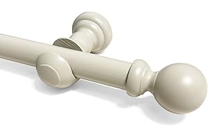 Lister Cartwright Ball Finial 28 mm Wooden Curtain Poles Fixed Length (Chalk Ball, 120 cm)