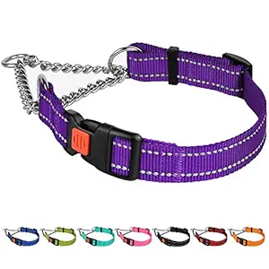CollarDirect Reflective Martingale Collars for Dogs Training Chain Pet Choke Collar with Buckle Red Pink Mint Green Orange Blue Black Purple (M, Purple)