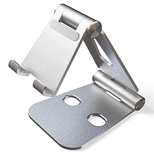 SLEO Supporto Tablet, Porta cellulare Universale Stand stand da tavolo pieghevole e regolabile Multi-Angolo Holder per Nintendo Switch, Tutti gli iPhone, iPad, Smartphone, Tablet, Kindle - Argento