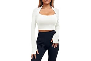 Imily Bela Damska koszulka z długim rękawem Slim Gym Top Quick Dry Sport Yoga Top Basic T-Shirt z wbudowanym biustonoszem