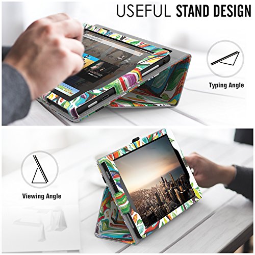 MoKo Hülle für Fire HD 8 2016 – Kunstleder Ständer Schutzhülle Smart Cover mit Auto Schlaf / Wach Funktion und Stift-Schleife für Fire HD 8 Tablet (6. Generation – 2016), Glück Baum - 5