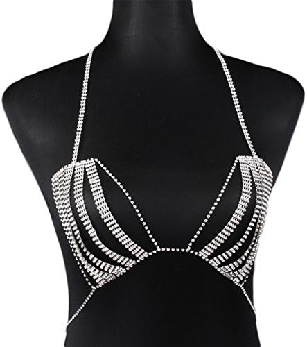 TT&amp;FULIAN Cross-border fashion jewelry / personality exaggerated hollow necklace / flash diamond full diamond bra / body chain / clothing accessories chain , gold