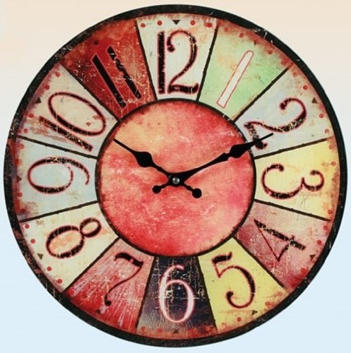 Wanduhr "Vintage Colors" - rot - farbenfrohe Glasuhr im modernen Design mit arabischen Ziffern, Ø: 38 cm