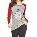 Produktbild Tianwlio Damen Lässige Langarmshirt Hoodie Pullover Mode Weihnachten Schneemann T-Shirt Bluse Tops mit Sieben Vierteln Gedruckt Blusen rot XXL