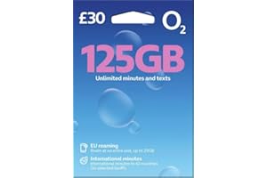 PATHFINDERGTM LTD New O2 125GB Data Sim includes £30 top up, Unlimited Calls & Unlimited Texts +250 international minutes to 42 countries…PathfinderGTM Retail Pack