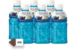 Mogu Mogu Flavored Drinks 6x320ml, BLACKCURRANT - Nata De Coco Juice - Refreshing Taste - Fun Drinking During Hot Summers Or Take Them On Trips & Picnics Boxed Treatz