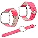 Produktbild Für Fitbit Blaze Armband mit Metallrahmen,Qianyou Premium Vintage Lederarmband Ersatz Uhrenarmband mit Rahmen Sport Zubehor für Fitbit Blaze, Rosa
