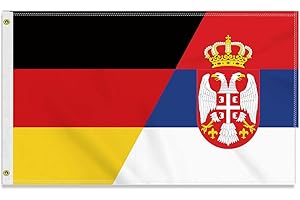 PETITE PINE Große 90×150 CM Deutschland Serbien Flagge, großes 150D Deutsch Serbiens Freundschafts banner,Strapazierfähige Deutschlandfahne Doube-Seitendruck Dekor Messingösen large Serbia