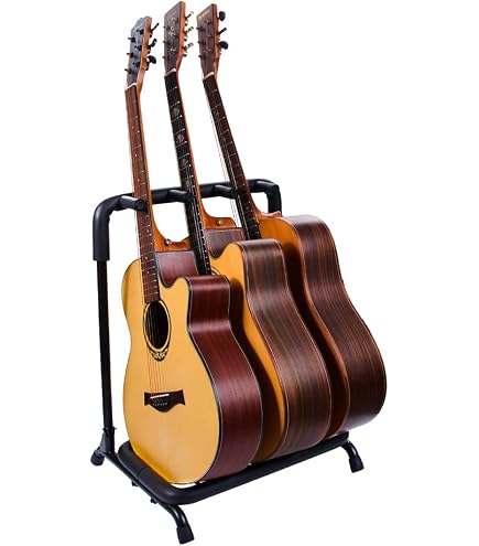 Support Guitare En Bois STRICH L-2AW - Pour 2 Guitares (Acoustiques), Gain De Place, Design à Étages