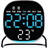 Valkyrie Dijital LED Siyah Masa Saati Alarm Beyaz Derece 3 Kademe Işık, USB Destekli Modern Gece Lambalı Saat
