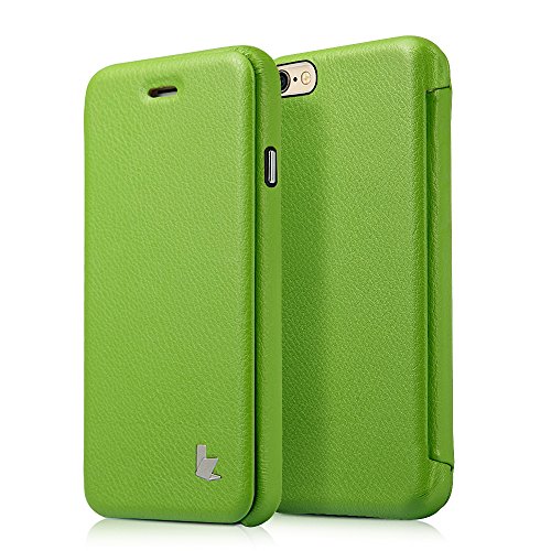 iPhone 6 Case, iPhone 6S Case, Jisoncase Ultra Slim Magnetic PU Protective Leather Flip Case Cover for iPhone 6 / 6S [Handmade] [Magnets Built in ] Grass Green JS-IP6-32H70