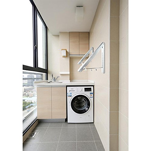 KYG Faltbar Kleiderhaken Klappbarer Wand-Kleiderständer Set Folding Platzsparend Wetterfest Kleiderbügel Aluminium - 7