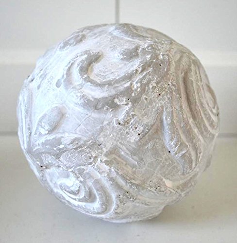 Kugel Keramik Dekokugel Gartenkugel ca. 12cm Durchmesser grau weiß shabby Ornament Deko rustikal Garten - 2