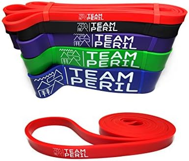 Team Peril Resistance Bands – Assisted Pull Ups – Fitness Workout Bands for Strength and Conditioning , Crossfit, Yoga, Calisthenics, Powerlifting, Stretching &amp; Mobility Exercises for Men and Women (Red / Extra Light)