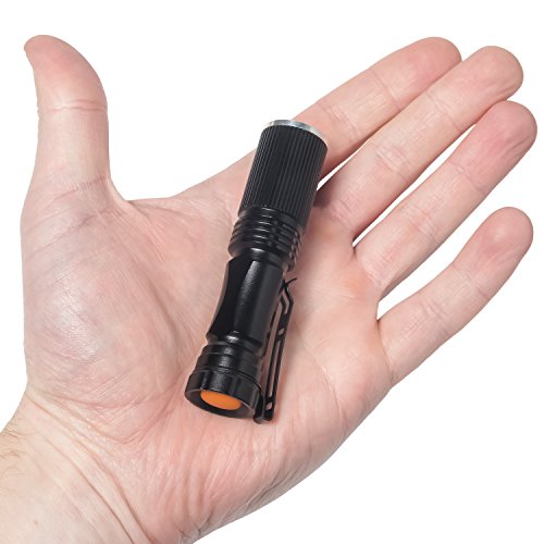 Ultrakompakte XPE-Q5 Mini LED Taschenlampe – Zoombar – 1xAA/14500 (2, Schwarz) - 4