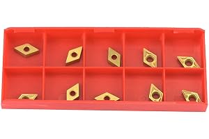 Cryfokt 10PCS DCMT070204 US735 DCMT21.51 CNC-belagd Hårdmetallskärblad för Stålskärning, Hållbar Guldfärg, Lämplig för Svarvo