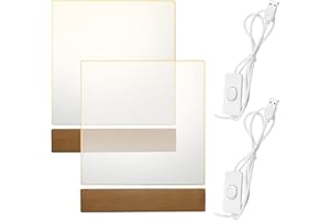 Gotrain 2 bases de luz LED de madera con 2 placas acrílicas, color cálido rectangular de madera iluminada, soporte de base de lámpara para arte de resina de cristal acrílico