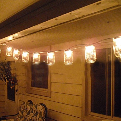 Solar Mason Glas Licht, Sonnen Mason Glas Deckel einlegen und helle Schnur, Mason Jar Glas LED Solar Licht sieben verschiedene Farben, Es kann ganzjährig im Freien benutzt werden (1 Packung,Warmweiß) - 4