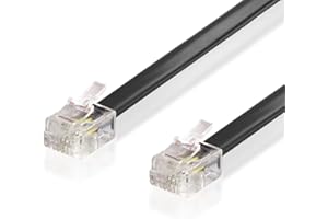 BestPlug 20 mètres câble téléphone modulaire, fiche RJ11 vers fiche RJ11, Noir