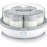 SEVERIN JG 3518 Yogurtiera per yogurt fatti in casa, Yogurtiera Elettrica con 7 vasetti da 150 ml, Coperchi 100% BPA Free, Ma