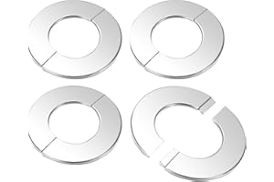 M METERXITY 4-Pack Flangia A Parete Divisibile, Per Tubo Diametro Esterno 1.3 Pollici/32mm 304 Acciaio Inossidabile Piastra Scudetto Rotonda Con Adesivo Copritubi Per Tubazioni/Rubinetti