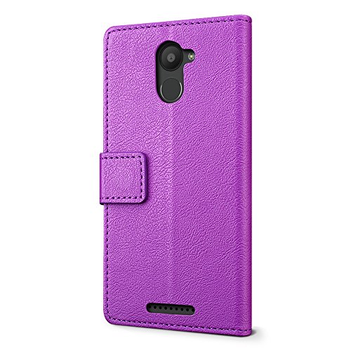 SLEO Funda BQ Aquaris U Plus  Cartera Carcasa Piel PU Suave Flip Folio Caja Super Delgado  Estilo Libro Soporte Plegable y Cierre Magn  tico  para BQ Aquaris U Plus - P  rpura