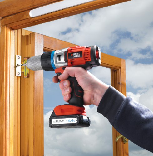 Black + Decker 14,4V Li-Ionen Akku-Schlagbohrschrauber, 2. Akku, LED-Arbeitsleuchte, Planetengetriebe, EGBHP148BK - 7