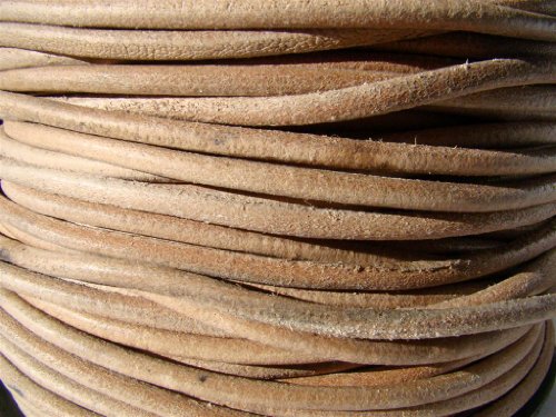 Lederband, Lederschnur, Lederriemen 5 m. Rund 5,0 mm. Natur