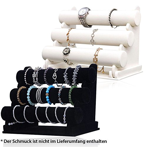 HSM Schmuckständer Schmuckhalter Schmuckaufbewahrung schwarz Armbandständer für Uhren Schmuck und Ohrringe Samt Halter