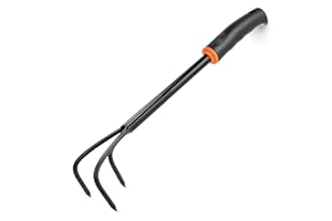 BFG Rastrello da Giardino, Artiglio da Giardino, Forca a 3 Denti per il Terreno, Attrezzo Manuale in Acciaio al Carbonio, Lungo 32cm, Ideale per la Manutenzione di Prati e Giardini