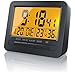 Produktbild CSL - Funk Wecker Digital / Reisewecker / DCF-Funkuhr | 2,7“ LCD-Display | Orange LED-Hintergrundbeleuchtung | DCF77 Funksignal | Alarm- und Schlummerfunktion | Raumtemperatur / Luftfeuchtigkeits- / Datums- und Wochentagsanzeige | 12-/24-h-Format | °C oder °F | schwarz (matt)