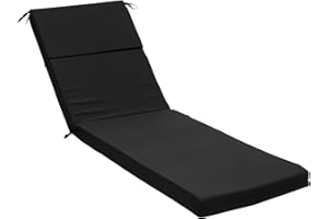 Warmiehomy Sun Lounger Cushion Only, Waterproof Garden Recliner Cushions with Removable Cover, Thicken Foam Filling Steamer Chair Cushions, Comfortable Outdoor Sunbed Cushion, 182x55x7.5cm(Black)
