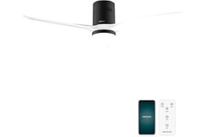 Cecotec - Deckenventilatoren mit Licht EnergySilence Aero 5600 Aqua Black&White Connected, 132 cm, 40 W, LED 20W Licht, 3 Flügel, 6 Geschwindigkeiten, Timer, Winter/Sommer Modus, Wi-Fi, Schwarzweiß