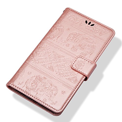 Cover Xiaomi Redmi Note 5A, Custodia Xiaomi Redmi Note 5A Prime, CaseLover PU Pelle Libro Flip Portafoglio Goffratura Elefante Custodia per Redmi Note 5A / Note 5A Prime Interno Silicone TPU Protettiva Caso con Porta Carte Chiusura Magnetica Supporto Funzione Appoggio Cuoio Protezione Copertura (5.5 Pollici) - Oro Rosa