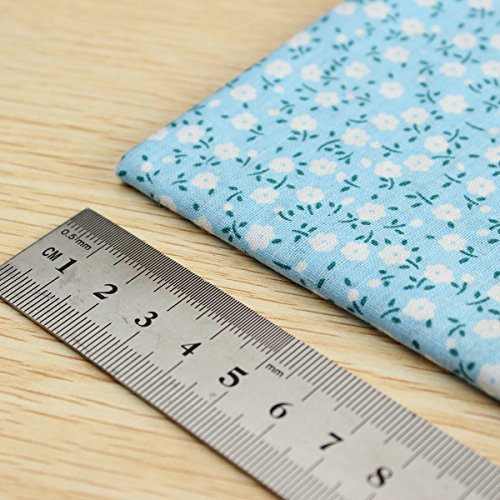 KING DO WAY 7 Stueck Baumwollstoff Stoffpakete Patchwork Stoffe Baumwolle tuch Stoffreste Paket Blau 50x50cm - 6