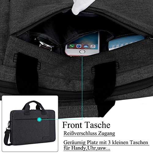 Laptop Tasche 15,6 Zoll, BRINCH stilvoll Nylon Laptop Messenger Bag Umhängetasche Schultertasche Aktentasche für 15-15,6 Zoll Laptop / Notebook / MacBook / Ultrabook / Chromebook Computers,Schwarz - 2