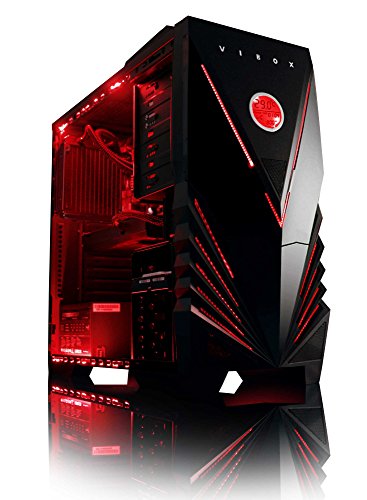 VIBOX Submission 29L Gaming PC – 4,2GHz AMD 8-Core Prozessor, Geforce GTX 1060, leistungsfähig, Wassergekühlter Desktop Gamer Computer mit Spielgutschein, Windows 10, Rot Innenbeleuchtung, lebenslange Garantie* (3,3GHz (4,2GHz Turbo) Superschneller AMD FX 8300 Octa-Core Prozessor CPU, Nvidia GeForce GTX 1060 3GB Grafikkarte, 32GB DDR3 1600MHz RAM, 1TB (1000GB) SATA III HDD 7200rpm Festplatte, Thermaltake Performer C AIO CPU Wasserkühler, 85+ Netzteil, Vibox rotes Gaming Gehäuse, AM3+ Mainboard) - 2