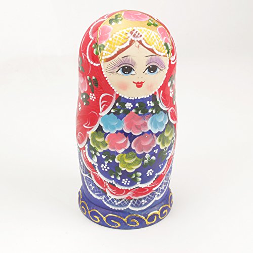 NuoYa005 Beautiful Set of 7 Cutie Nesting Dolls Matryoshka Madness Russian Doll Wooden Wishing Dolls Toy by safeinu - 7