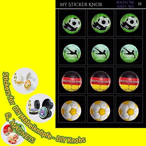 Do It Yourself DIY BOGEN13 Football Special Collection 12 DIY Furniture and Home Improvement Magnets for Cupboard Drawer Cabinet Door/Kitchen, Bathroom Home Nursery, Fridge, Office Whiteboard
