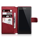 Sony Xperia XZ / XZs Hülle, Terrapin [ECHT LEDER] Brieftasche Case Hülle mit Kartenfächer und Bargeld für Sony Xperia XZ / XZs Hülle Rot - 