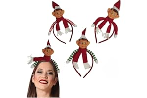 LAS COSAS DE COCÓ Elf on The Shelf español, Elfo navideño, Elfo de Navidad Travieso, Elves Behaving Badly, Pack de 3 Diademas, Accesorios Elfo Travieso Navidad, Diademas Mujer, Elfo Navidad muñeco Travieso