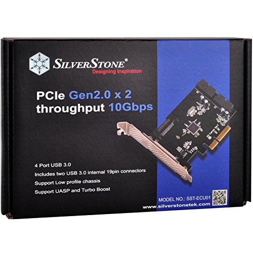 SilverStone SST-ECU01 – PCI-E Erweiterungskarte 2x intern USB 3.0 19-pin Anschlüsse, unterstützt UASP und Turbo-Boost, low-profile geeignet - 2