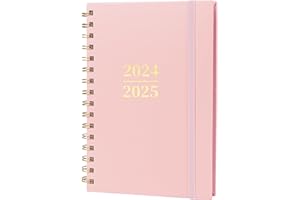 MOSEEM Kalendarz 2024-2025, terminarz 2024/2025, planer tygodniowy A5, sierpień 2024-lipiec 2025, elastyczne zamknięcie, podwójne wiązanie, planer 2024/2025, 15 x 21,5 cm - w języku niemieckim, różowy