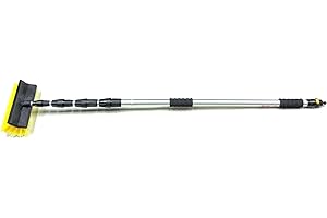 HI-TECH 16FT Water Fed Window Cleaning Pole Extendable Extension Telescopic Pole With Built In Squeegee Blade