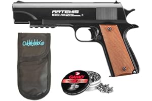 OUTLETDELOCIO Pack Pistola Perdigón PCP LP400 Tipo Coll 1911. Full Metal. Cal 4,5mm + Funda Portabalines + balines. 38203/23054