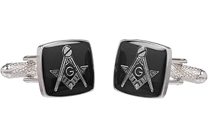 ONYX - ART LONDON Onyx - Art Masonic Black Square & Compass With G ed Cufflinks In Onyx Art Box, One Size, Silver Colour