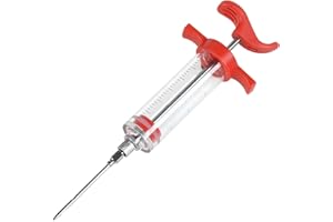 Ginddy Turkey Injector,Meat Injector Syringe Kit Marinade Injector Syringe for Smoking Tube Kitchen Cooking Tools Turkey Injector Syringe with Needle for Cooking for Sauce Cooking Beef Steak BBQ(Red)