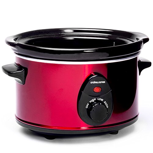 Andrew James – 1,5L Premium Schongarer In Rot – Mit Sicherheitsglas und Entnehmbarer Innerer Keramikschüssel – 3 Temperaturstufen - 2