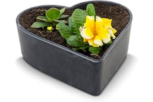 MATCHES21 HOME & HOBBY matches21 wetterfeste Pflanzschale Herz für draußen - große Dekoschale in schwarz marmoriert als Blumen-Schale - Garten-Deko Schale in 20 cm für Blumen oder Friedhof Grabschale als Grab-Schmuck
